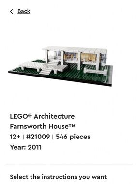 Retired - collectible - LEGO 21009 Farnsworth House Architecture (97% complete)
